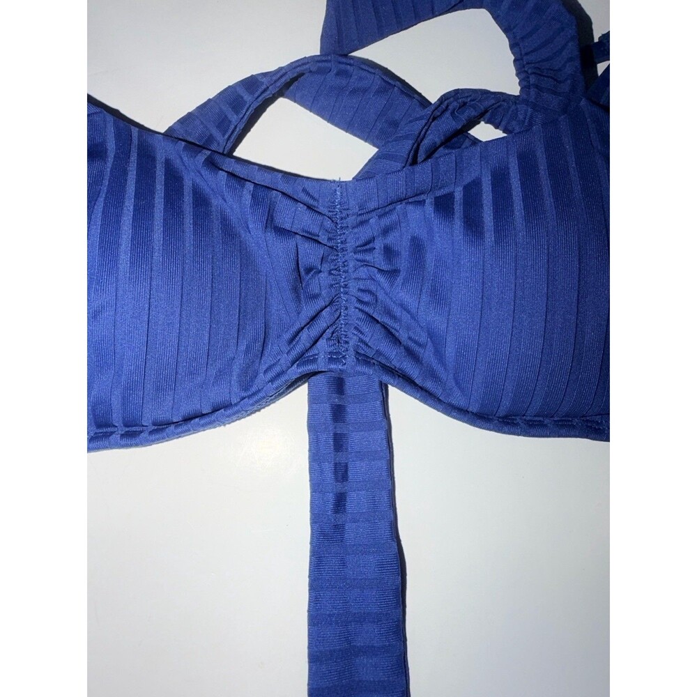 Shade And Shore Shirred Bralette Bikini Top Womens Sz XS Blue Removable Pads New - Picture 2 of 8